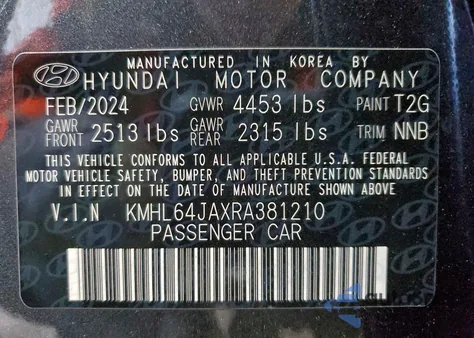 2024 Hyundai Sonata Sel из США, поврежденный, VIN KMHL64JAXRA381210